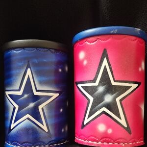 Dallas Cowboy Lether Hand Crafter Can Coolers